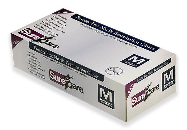 SureCare Standard Powder-Free, Latex-Free Blue Nitrile Exam Gloves 5mil